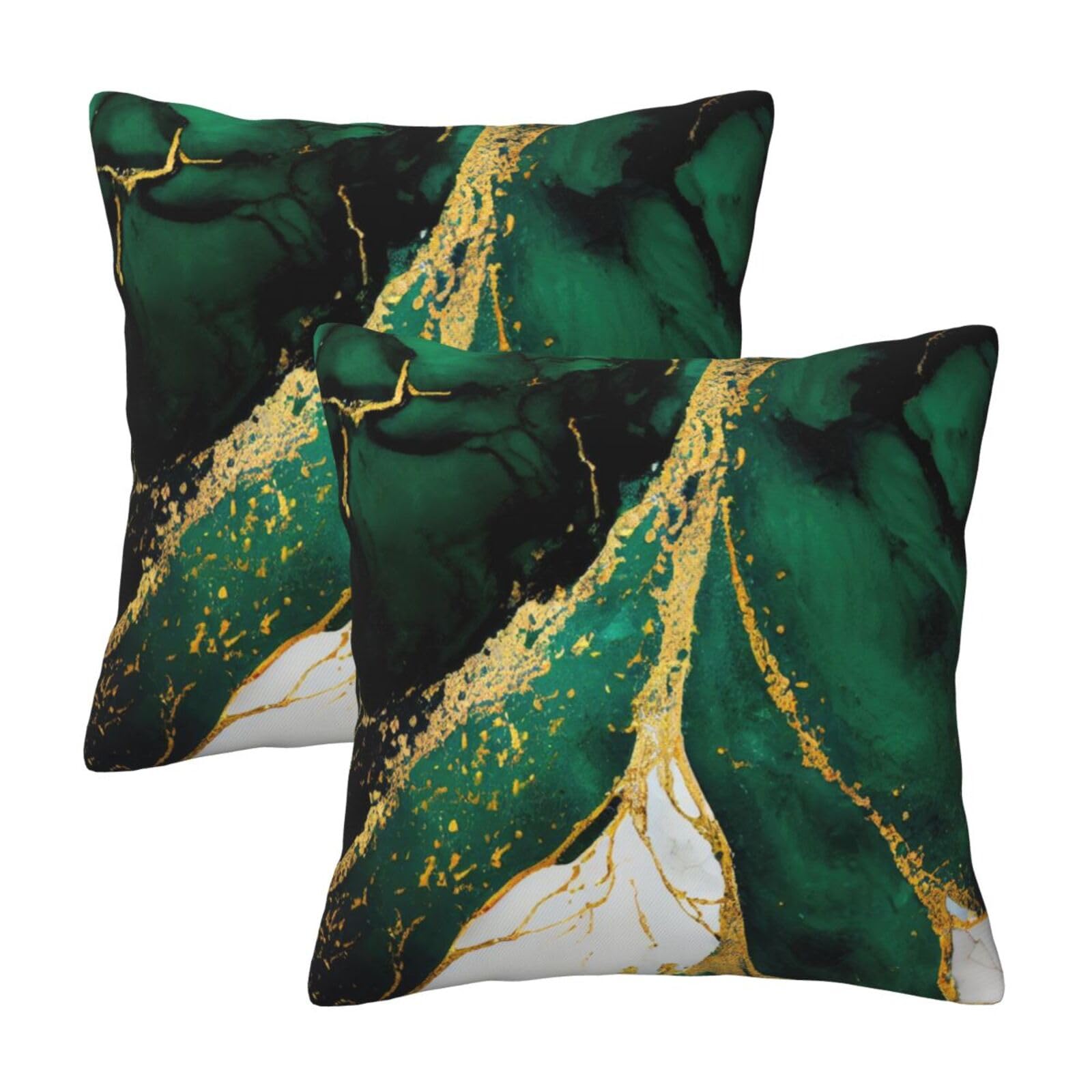 Photo 1 of Lcokin Emerald Green and Gold Throw Pillow Cover 18x18 in Set of 2 Marble Cushion Modern Farmhouse Pillow Covers Soft Pillow Cases for Couch Sofa Bedroom Outdoor Home Decor