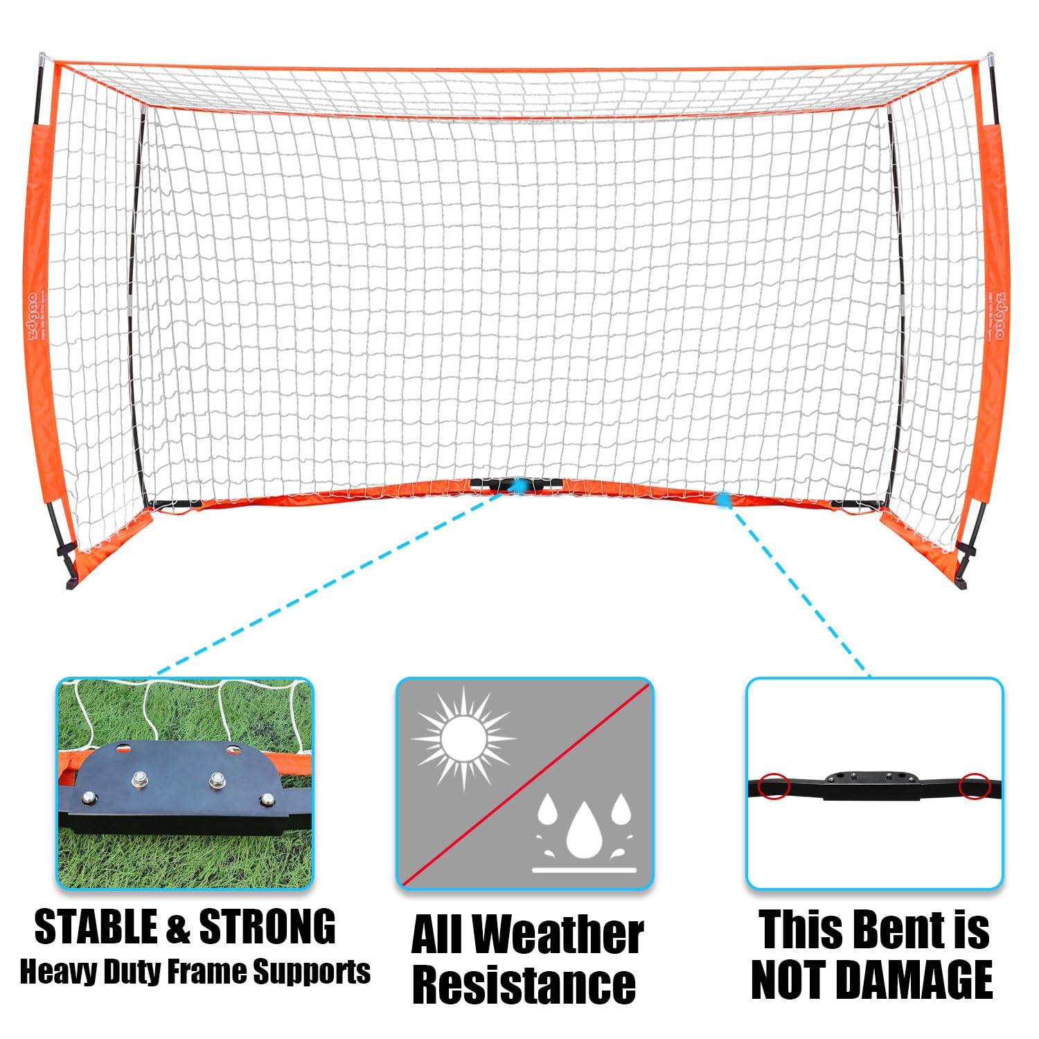 YDDS Soccer Goal for Backyard | Portable Soccer Goal Net Collapsible Metal Base | Easy Setup | Portable Net for All Ages| 1 Pair Shin Guards+ 1 Goal + 1 Carry Bag | Size 6x4FT or 12x6F