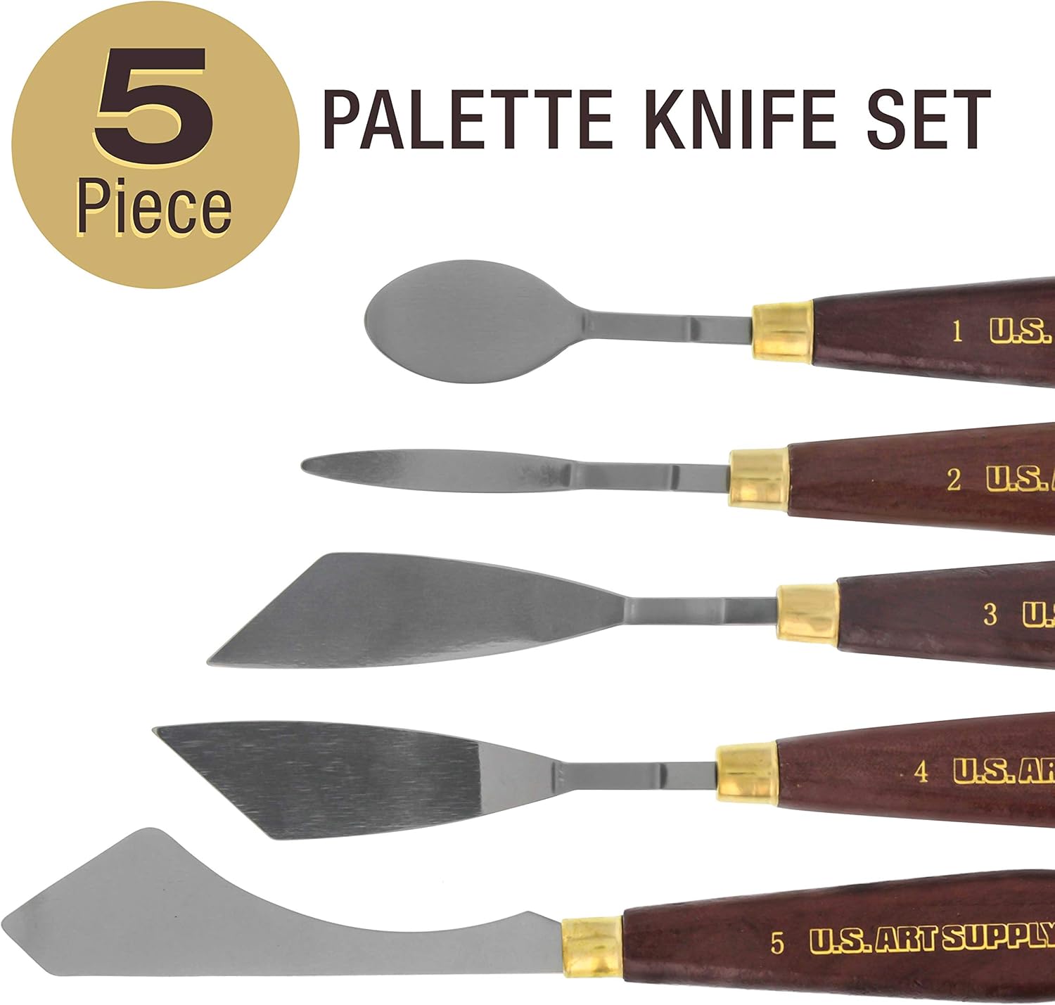 U.S. Art Supply 5 Piece Premium Assorted Metal Palette Knife Set- Great New Shapes for Epoxy and Acrylic Pouring