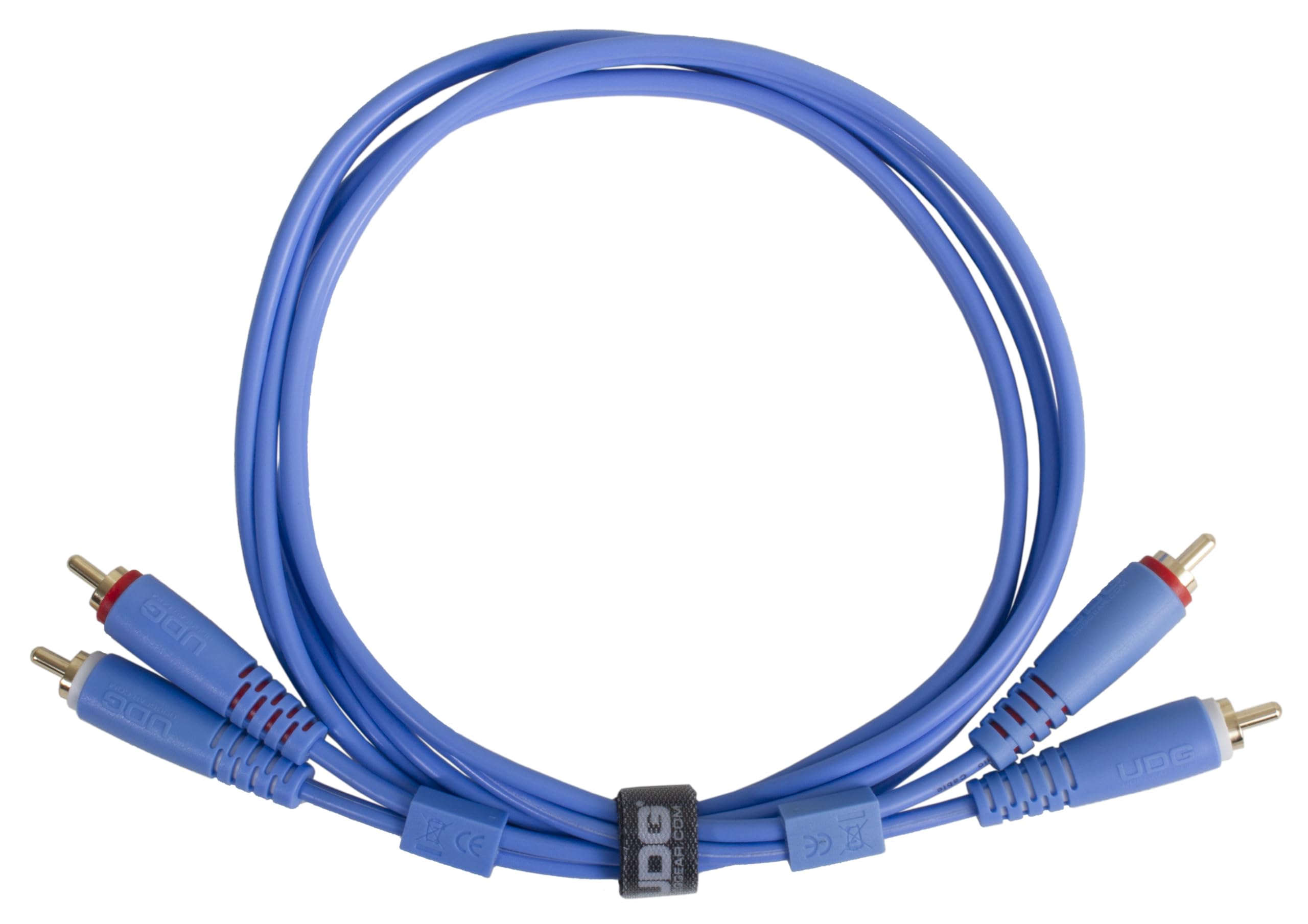 UDG Audio Cable Set RCA - RCA Blue Straight 1.5m, Compatible with all Jack to Jack devices
