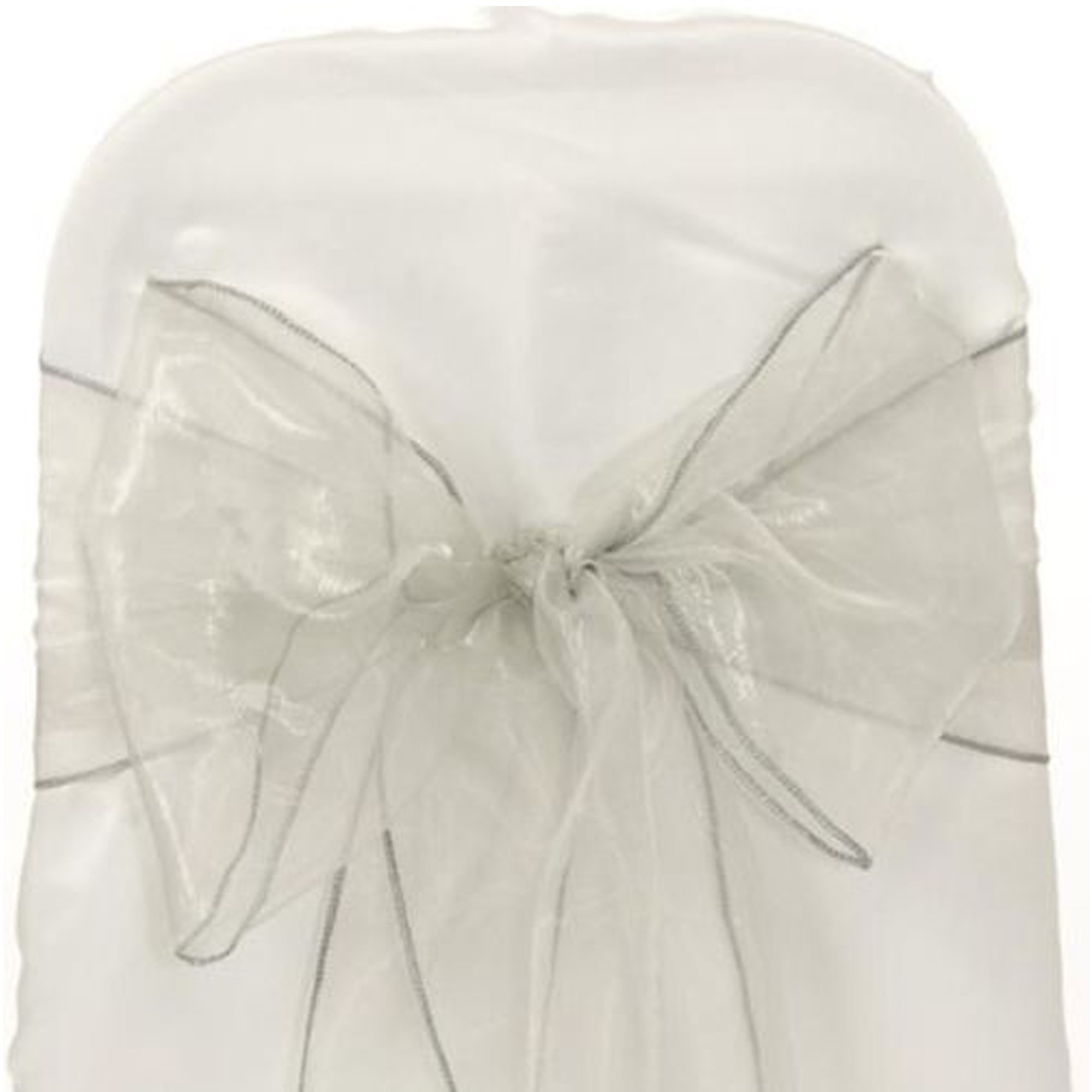 Trimming Shop Organza Chair Sashes - Silver - Sheer Sash Ties, 17x280cm Wider Sash Fuller Bow Chair Cover Sashes for Wedding Chairs, Proms, Dining Table Styling & Event Decorations, 50pcs