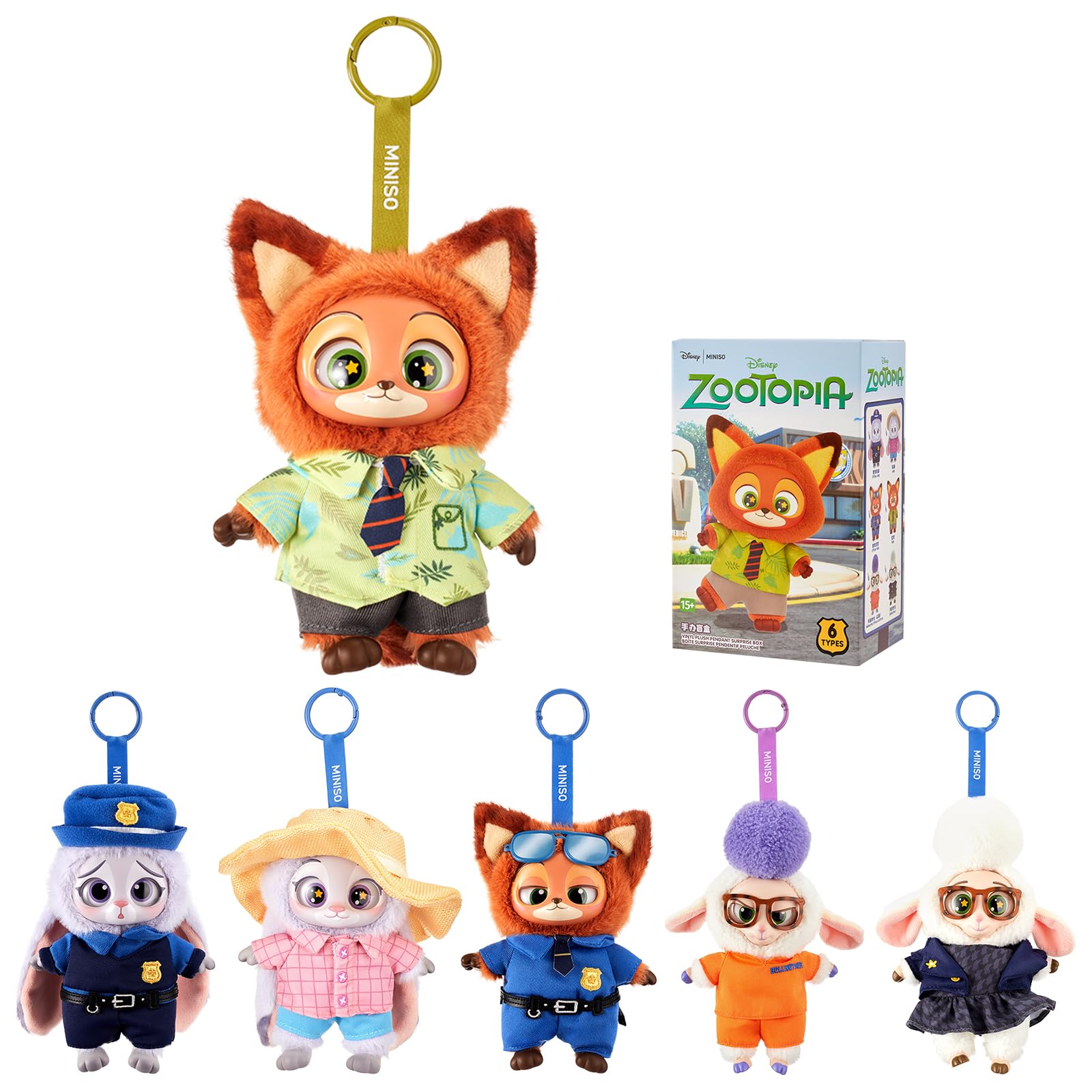 MINISO Disney Zootopia Soft Vinyl Plush Toy Blind Box Cute Mystery Animal Figurines, Collectible Surprise Gift Figure Model Random Design for Home Decor Birthday Gifts, Single Box