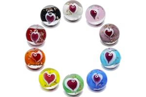 VEALIZUU 10 PCS Glass Marbles for Kids, 0.63inch Handmade Colorful Heart Marbles, Glow in The Dark Marbles, Marble Games Acce