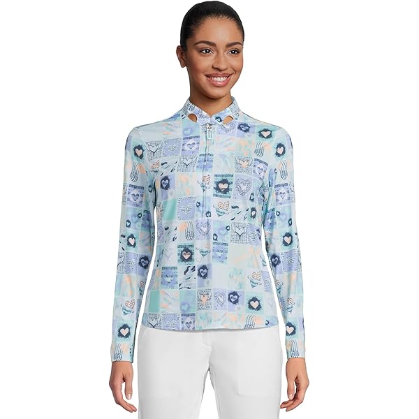 Jamie Sadock Women's Sunsense Hearts Print Long Sleeve 1/4 Zip Sun