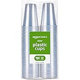 Amazon Basics Small Disposable Clear Plastic Cups, 9oz, 100 Count