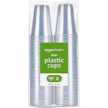 Amazon Basics Small Disposable Clear Plastic Cups, 9oz, 100 Count
