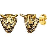 U7 Stainless Steel/Black/18K Gold Plated Personalized Gothic Skull Studs Earrings, Snake Stud Earrings, Goat Devil Earrings, Wolf Earrings Halloween Earrings for Men Women