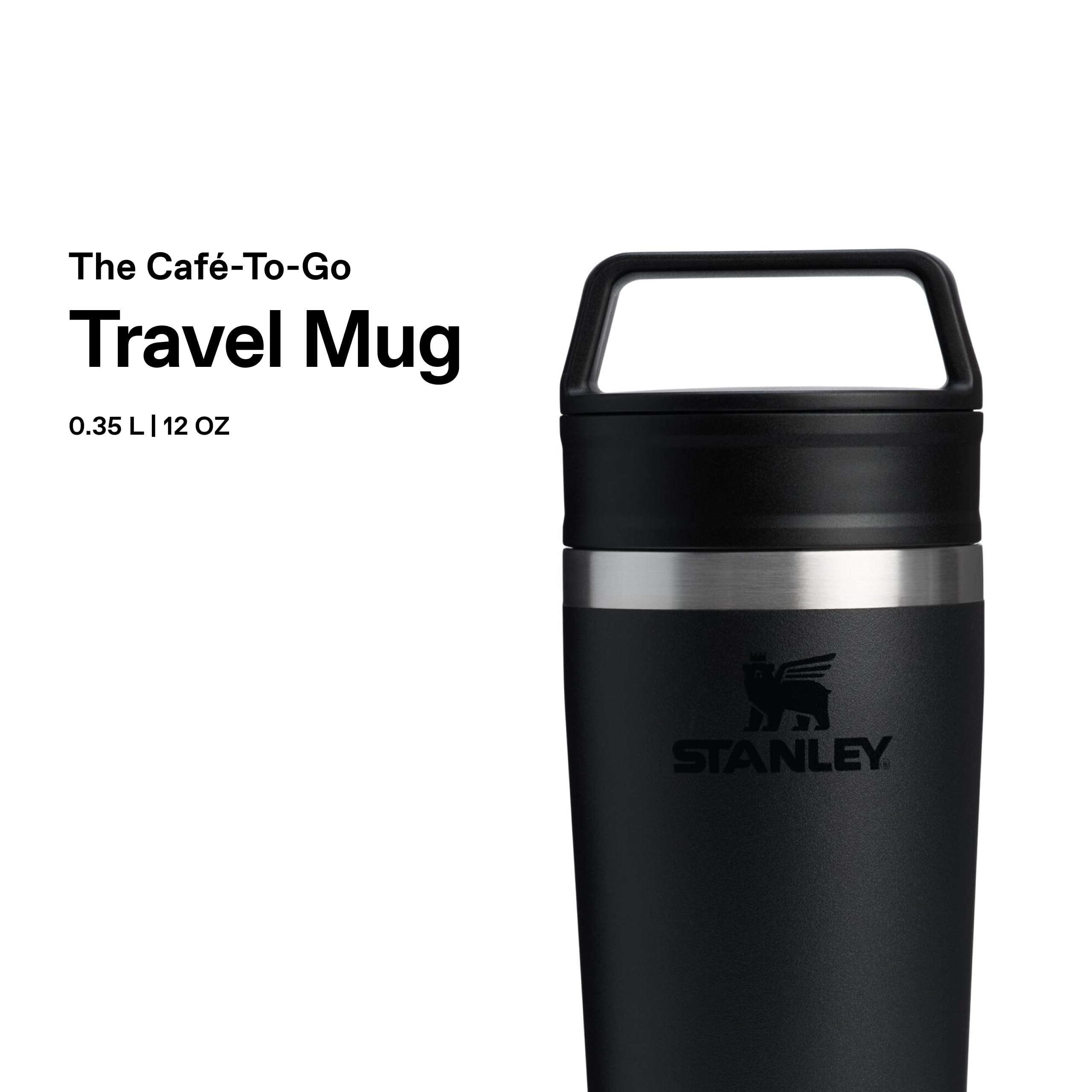 STANLEY 1913 Cafe Kaffeebecher To Go 0.35L - Hält 4 Stunden Heiß - 5 Stunden Kalt - Edelstahl Thermobecher - Spülmaschinenfest - Einfacher Tragegriff - Coffee To Go Becher - Black 3