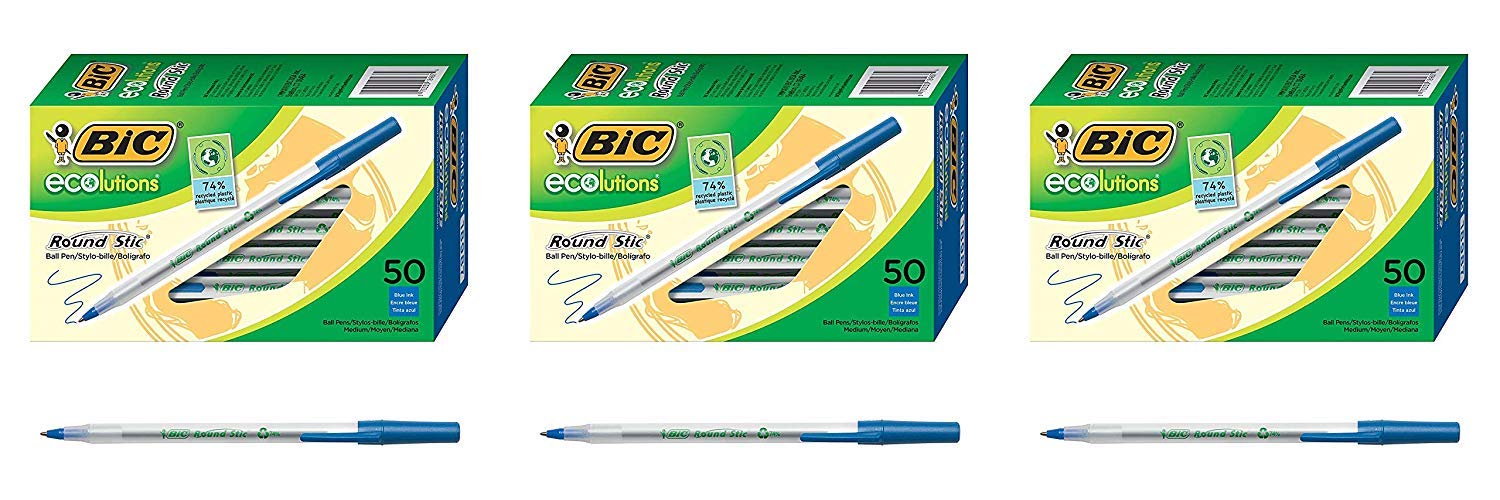 Point Medium Pen, Ballpoint Stic Round Ecolutions BIC (1.0mm), … 50Count Black, Ballpoint Pens