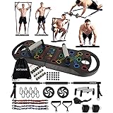 HOTWAVE Ultimate Portable Home Gym with 16 Fitness Accessories,20 in 1 Push Up Board,Resistance Bands with Ab Roller Wheel,Fu