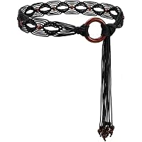9174 Women Braided Wide Belt Boho Woven Black Waist Belts For Summer Dress Amazon.com: Bohend Boho Braided Belts Women Tie Colorful  main image 2