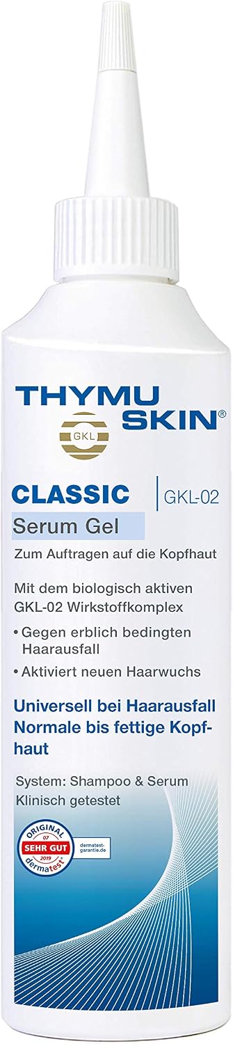 THYMUSKIN Classic Serum: For hereditary hair loss. Stimulates hair growth (1 x 100 ml), blue, 100 ml (Pack of 1)