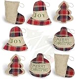 OWUYUXI 8 Pcs Burlap Christmas Ornaments 2020 Set, Funny Unique Mini Christmas Tree Ornaments Bulk, Rustic Christmas…