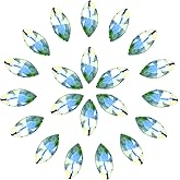 MECCANIXITY 30 Pcs Horse Eye Shape Rhinestones, 7 x 15 mm Point Back Rhinestone Beads for Jewelry Making Crafts Costume Crystal Embellishments, Shiny Green