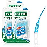 GUM Soft-Picks Advanced Tight Interdental Picks, 60 Count (3 Pack) | Soft bristles, Tapered for tight spaces, braces &amp; bridges, Longer curved handle, Includes travel case, Disposable picks