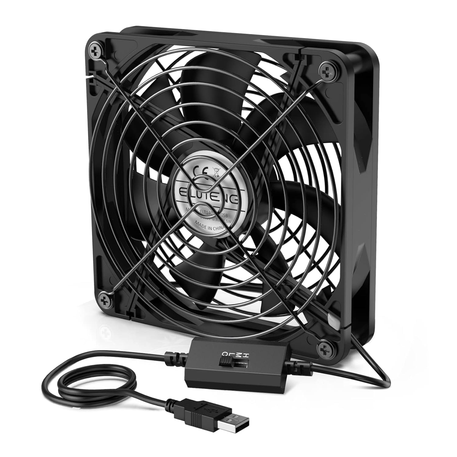 ELUTENG 140mm USB Fan with 3 Speed 5V Powered Case Fan 1500PRM Portable Cooling Fan Suitable for Tablet TV Receiver Router DVR Play Station Xbox Computer and More