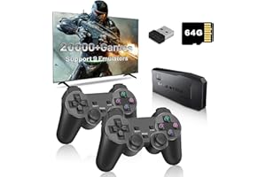 GENERIC Wireless Retro Game Console Stick, 4K Plug Play Video Game Stick Built 20000+ Nostalgia Games, 9 Classic Emulators Dual 2.4G Wireless Controllers(64G)