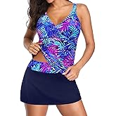 Talisea Womens Tankini Bathing Suits with Skirt Two Piece Tummy Control Swimsuits Ladies Swimwear