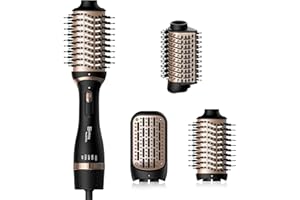 Nicebay Hair Dryer Brush, Blow Dryer Brush in One for Drying/Straightening/Curling/Voluming, Oval Hot Air Brush,One-Step Blowout Brush Hair Dryer with 3 Attachments, Multi-Temperature Setting