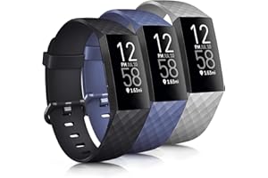 Tobfit Band Compatible with Fitbit Charge 4 Bands & Fitbit Charge 3 Band, Classic Sport Wristbands Accessory Small Large Adju