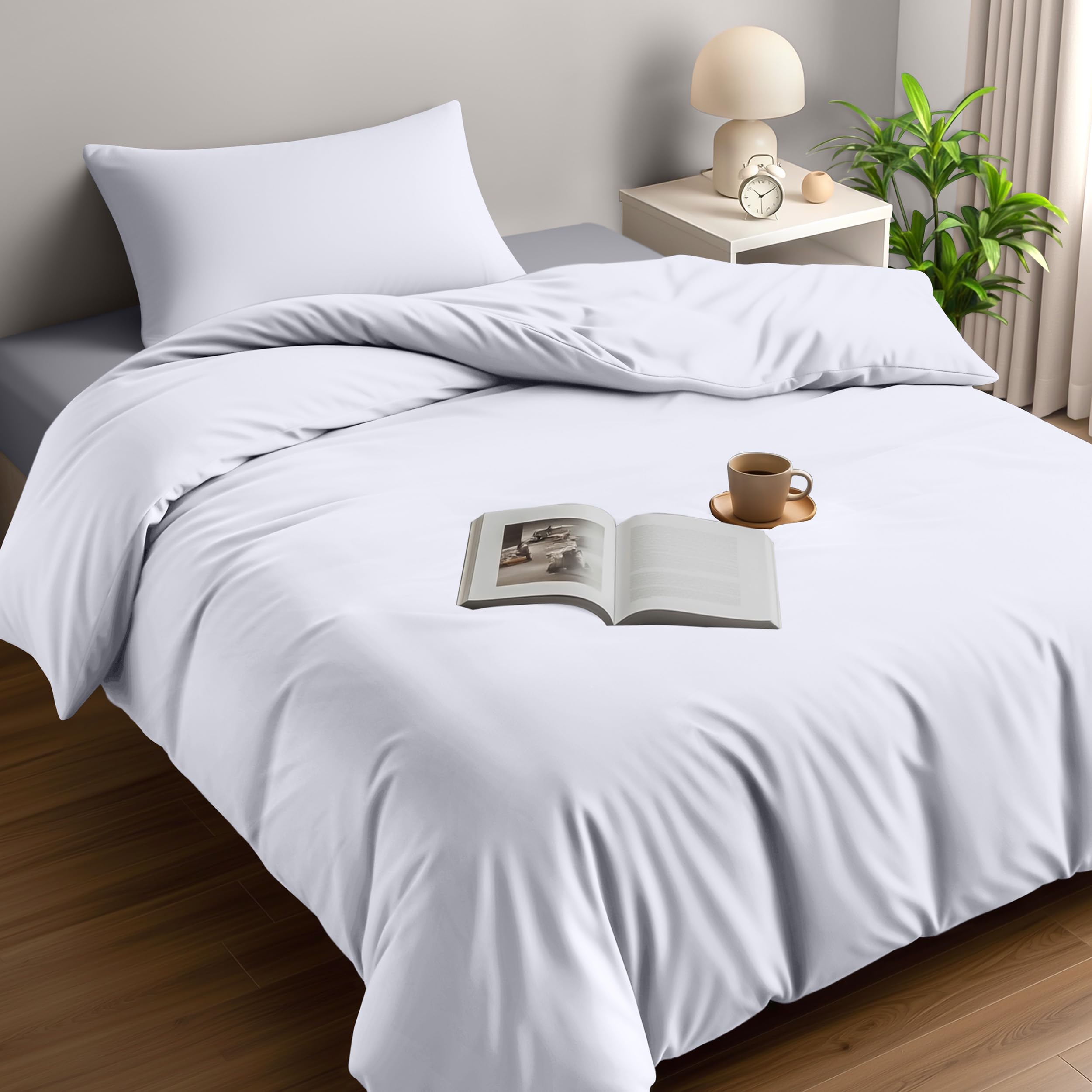 Utopia Bedding Single Duvet Cover Sets - Soft Microfibre Polyester Duvet Cover with Pillow case - Bedding Quilt Cover Set (White) — image 1