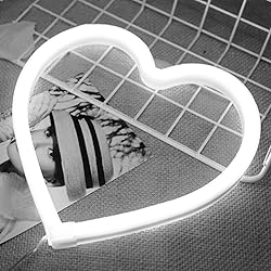 Heart Neon Sign Cool White Light,Battery Operated