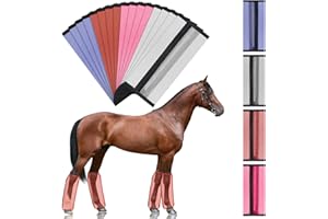 Bulyoou 16 Pcs Fly Boots for Horses Mesh Ventilated Horse Leggings Breathable Horse Leg Wraps to Reduce Stomping Hoof Damage and Leg Fatigue, 4 Colors