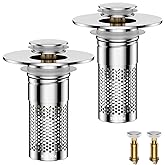 ​Bathroom Sink Drain Strainer,Universal Pop-Up Sink Stopper Hair Catcher, Anti-Clog Stainless Steel Drain Filter Basket, Removable Sink Drain for Bathroom Sink Stopper Replacement