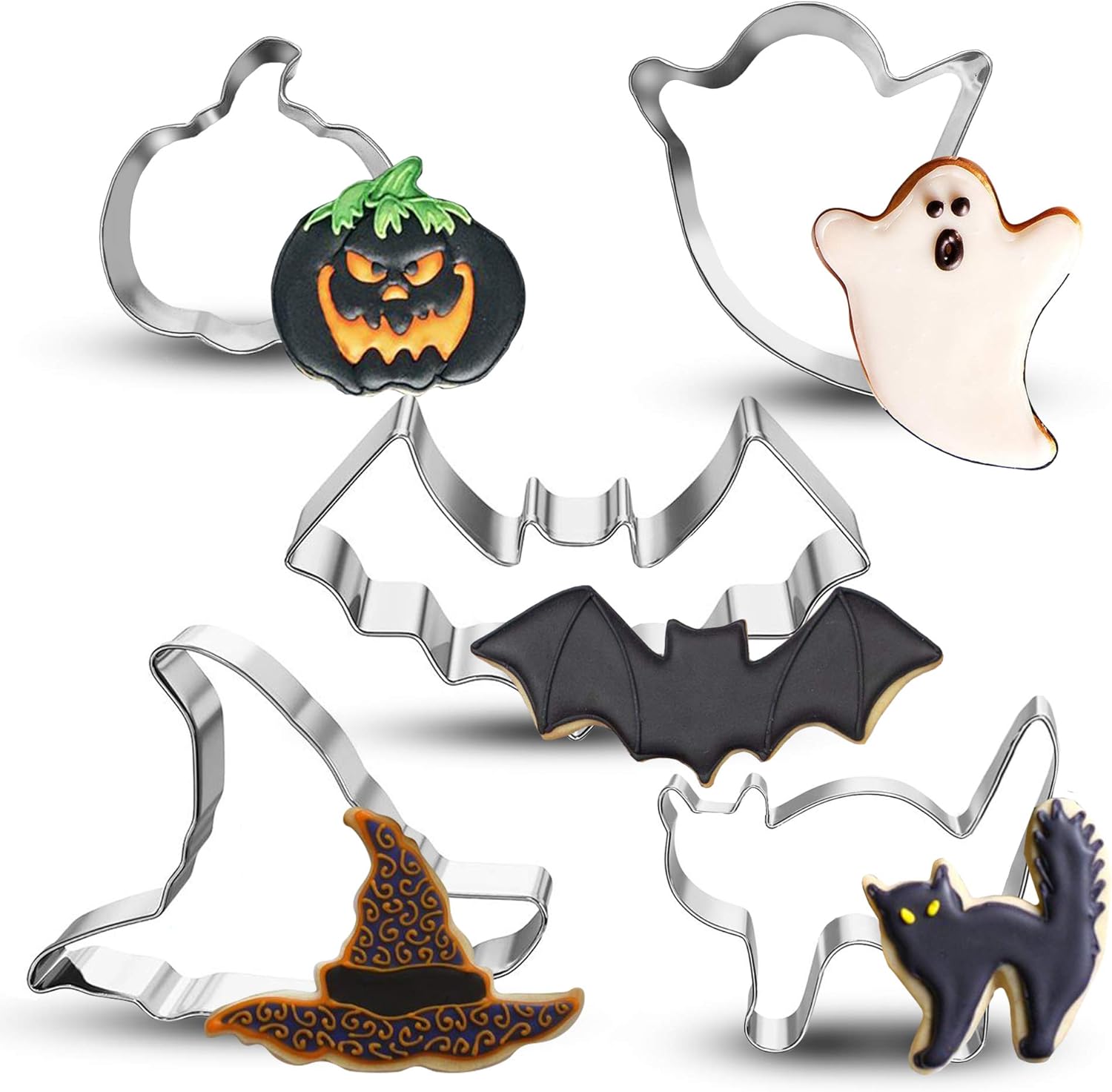 CONLEKE 2.0 Halloween Cookie Cutter Set 5 Piece Stainless Steel