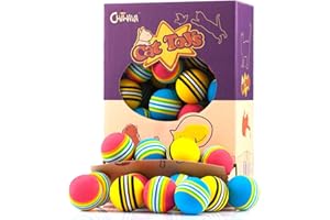 CHIWAVA 45 Pack 1.7'' Foam Cat Toys Ball Rainbow Color Balls Kitten Activity Chase Quiet Play Mix Color