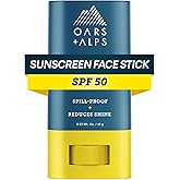 Oars + Alps Matte Face Sunscreen Stick, SPF 50 Travel Sunscreen Roll On for Face & Body, Fragrance Free, Water & Sweat Resistant Sunblock, All Skin Types, Dermatologist Tested, Moisturizing