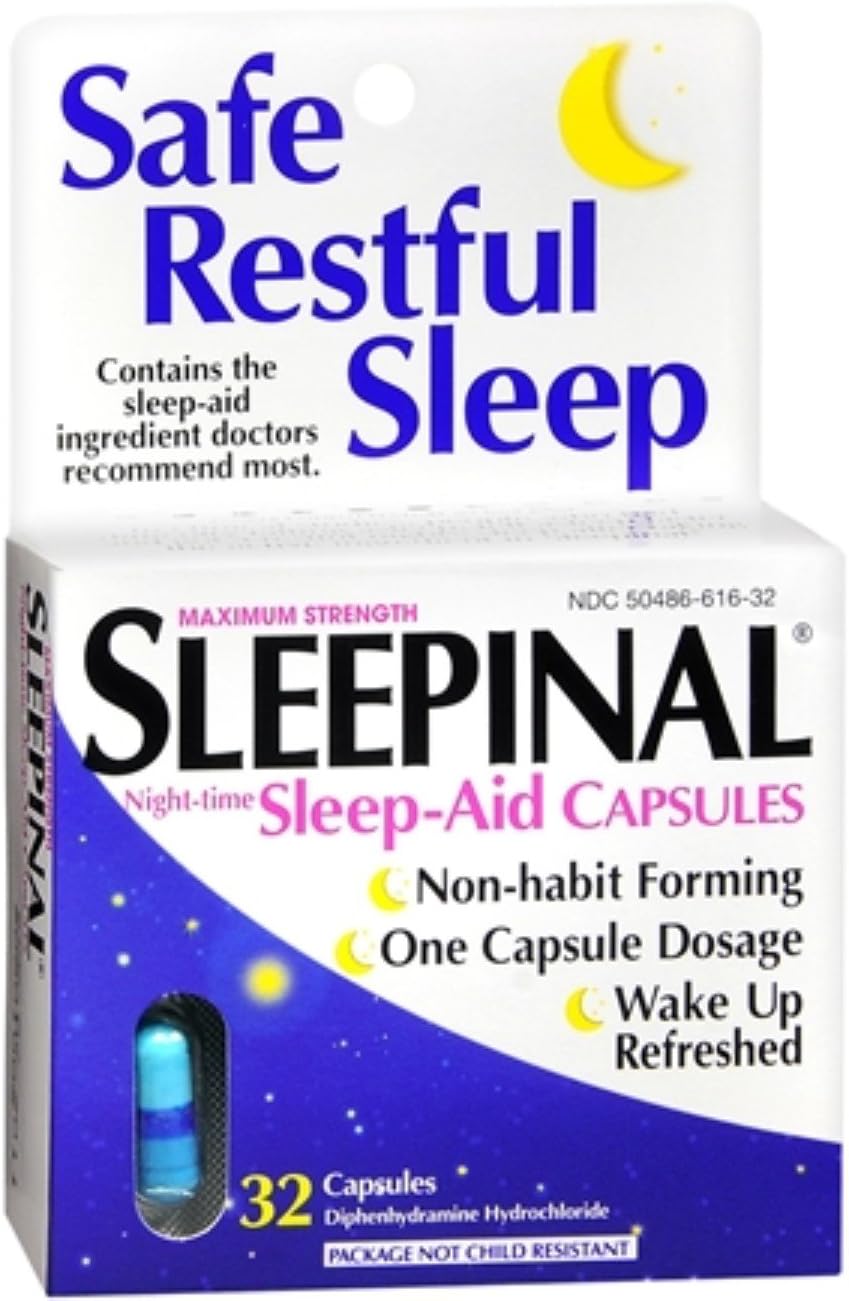 Sleepinal Sleep-Aid Capsules Maximum Strength, 32 ea (Pack of 12)