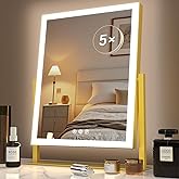 Gvnkvn Lighted Makeup Mirror, Hollywood Vanity Mirror with Lights, Three Color Modes，Detachable 10X Magnification Mirror, Smart Touch Control, 360°Rotation (15.2in)