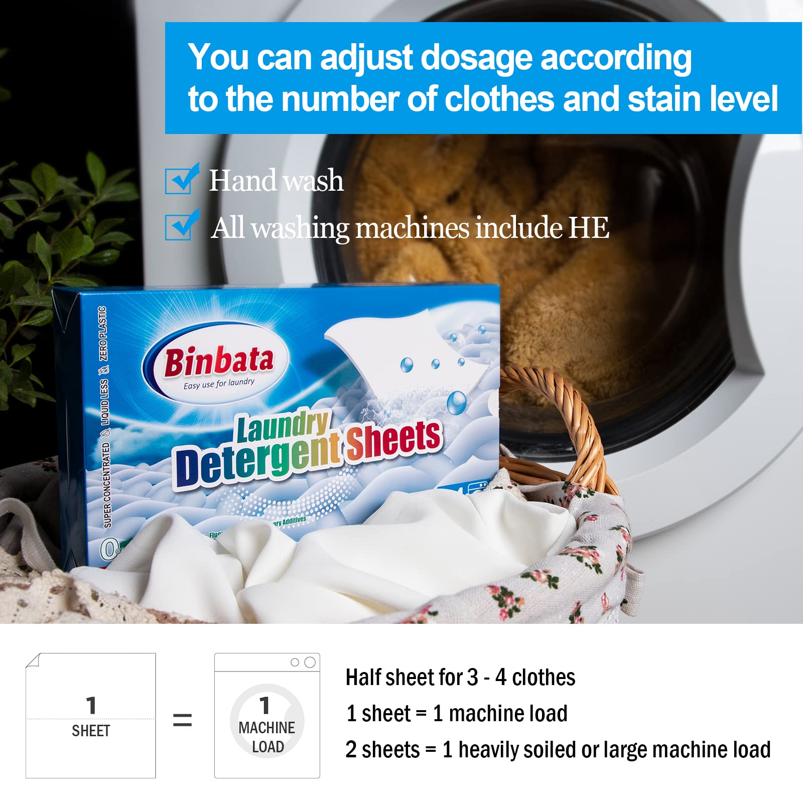 Laundry Detergent Sheets, Up To 128 Loads Hypoallergenic Eco-Friendly Unscented Biodegradable Plastic Free Liquidless Sheets Suitable for Sensitive Skin