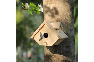 YYYUAN Bird House for Outside-Wren Bird House for Outdoor-Wooden Birdhouse for Outdoors Hanging Bluebird House for Cardinals for Garden Viewing (Wooden, Set of 1)