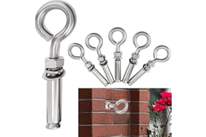 ESMAVO Concrete Eye Bolts 6Pcs, M10 Eyebolt Bolts Stainless Steel Concrete Anchor Eyebolt Screw Hooks, Heavy Duty Brick Anchors Eyebolts Expansion Screw Lifting Ring Bolt Fastener 3/8 for Concrete Wall