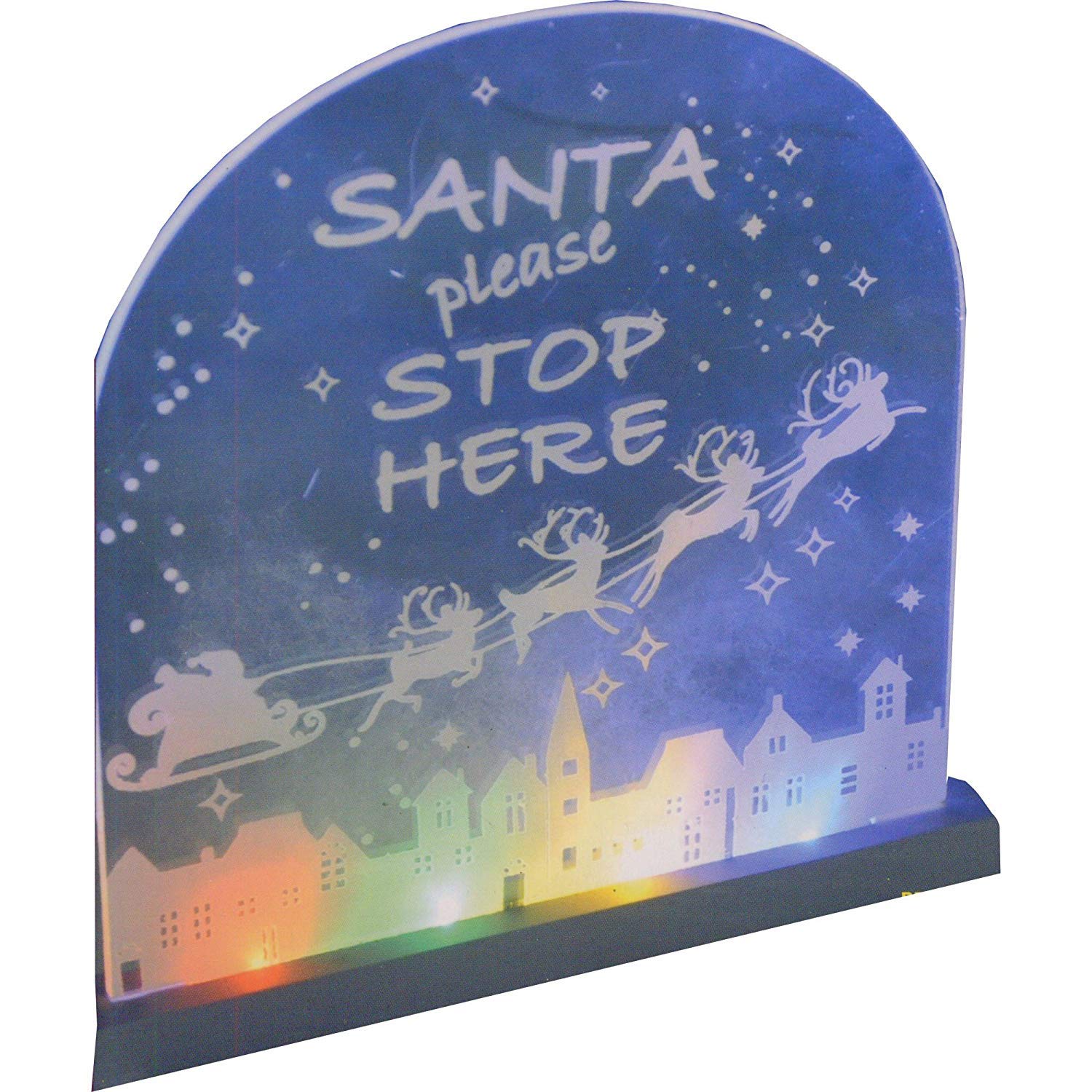 Kingfisher BOSSS Santa Stop Here Sign Christmas Decoration LED Light, Transparent