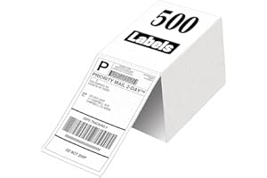 Axidou Direct Thermal Shipping Labels, Pack of 500 4x6 Thermal Labels Fanfold, Perforated and Strong Adhesive Thermal Printer Label, Compatible with Zebra, Nelko, Rollo, MUNBYN