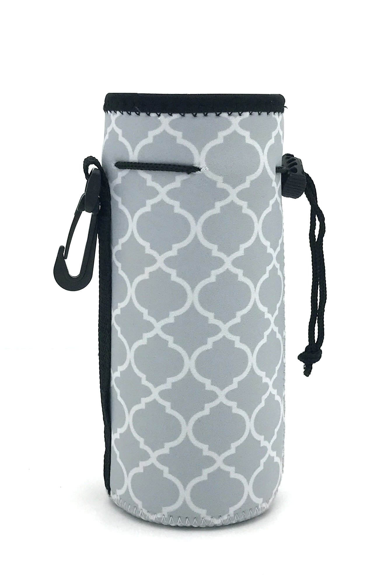 Wommty Neoprene 20Oz Insulated Water Drink Bottle Cooler Bottle Carrier Cover Sleeve Tote Bag with Carrying Handle and Plastic Backpack Hook (Lantern Gray)