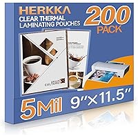HERKKA 200 Pack Laminating Sheets, Holds 8.5 x 11 Inch Sheets, 5 Mil Clear Thermal Laminating Pouches 9 x 11.5 Inch Laminatio