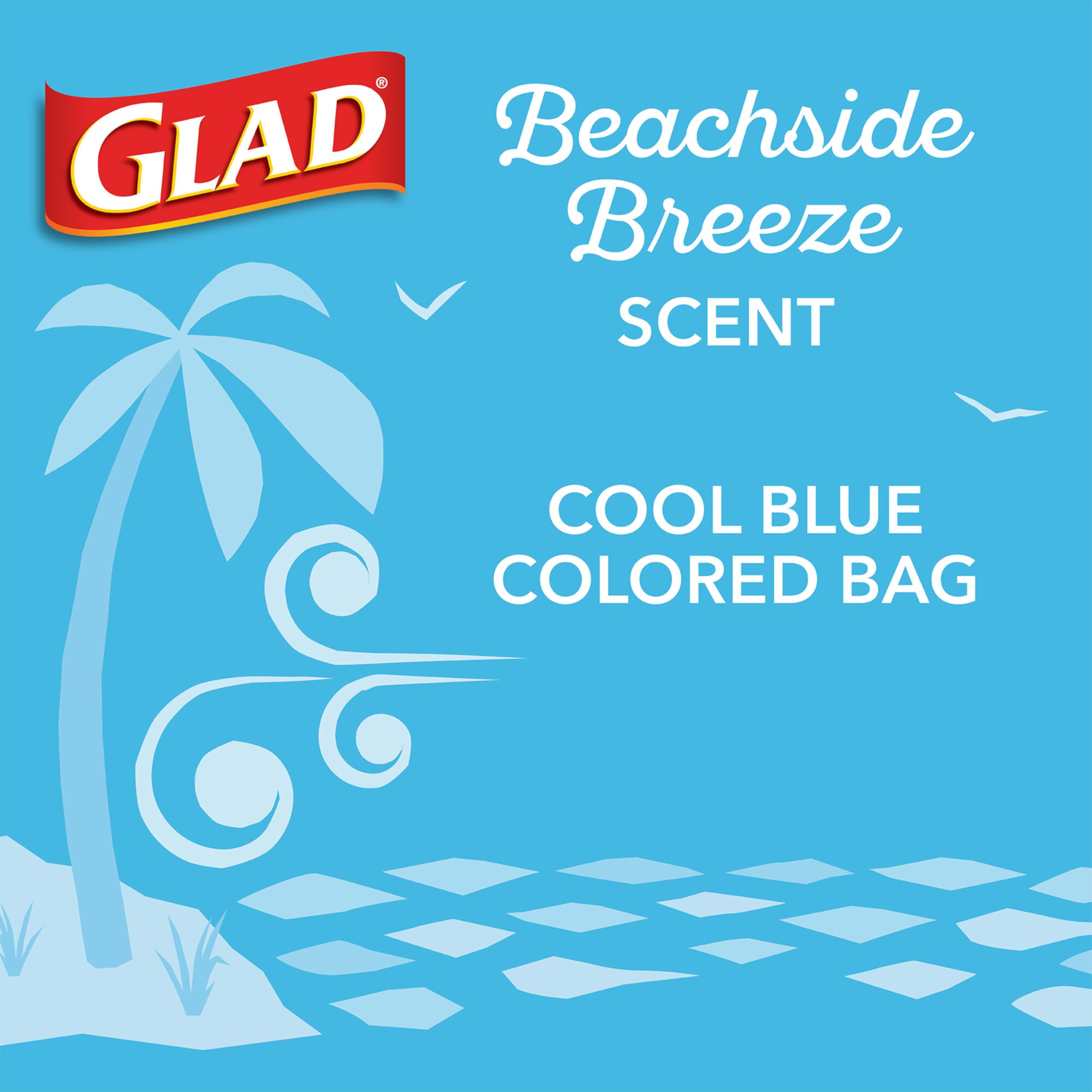 Glad OdorShield Small Drawstring Trash Bags, Febreze Beachside Breeze, 4 Gal, 80 Ct