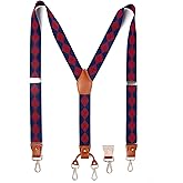 Prophet Clue PC Suspenders for Men Elastic Y Back 1.4 Inches Adjustable 4 to 3 Hooks for Wedding Dress Pants