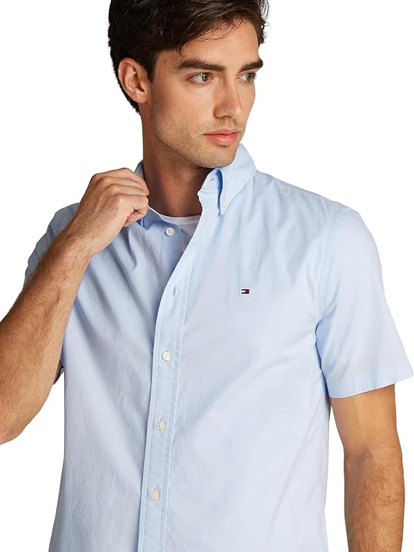 Chemise Homme Flex Poplin Solid Manches Courtes, Bleu (Sweet Blue), S — photo 3 sur 6