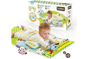 Yookidoo Baby Tummy Time Mat Newborn Musical Playmat & Outdoor Gym. Pillow, Teething Toys and Portable Fold-Up Case. 0-12 Months.