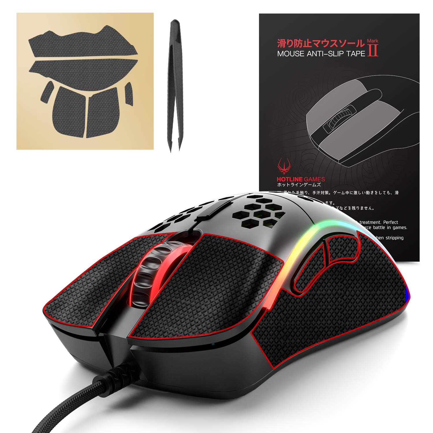 Hotline Games Mouse Anti-Slip Grip Tape Compatible With Model D- Gaming Mouse Skins, Sweat Resistant, Cut to Fit, Easy to Apply, Professional Mice Upgrade Kit