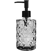 Glass Soap Dispenser, 330ml/11oz Refillable Wash Soap Dispenser with Pump, Hand Liquid, Dish Detergent, Shampoo Lotion Bottle for Bathroom Countertop Kitchen Laundry Room, Black, FYD32442VZPX9B15OWT