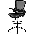 Misolant Tall Office Chair for Standing Desk, Drafting Chair with Foot Ring, PU Leather Recline High Office Chair, Tall Desk Chair with Adjustable Lumbar Support