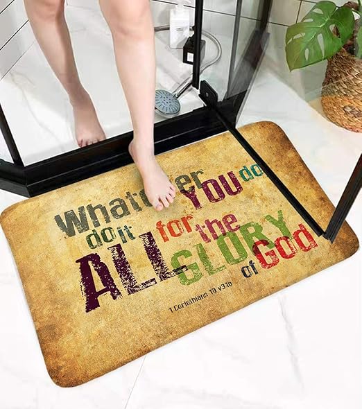 Amazon Com Vintage Bible Verse Quotes Whatever You Do Do It All For The Glory Coral Velvet Bath Rugs Non Slip Bath Mat Bathroom Rug Decor Sets With Rubber Backing Absorbent Carpet 17