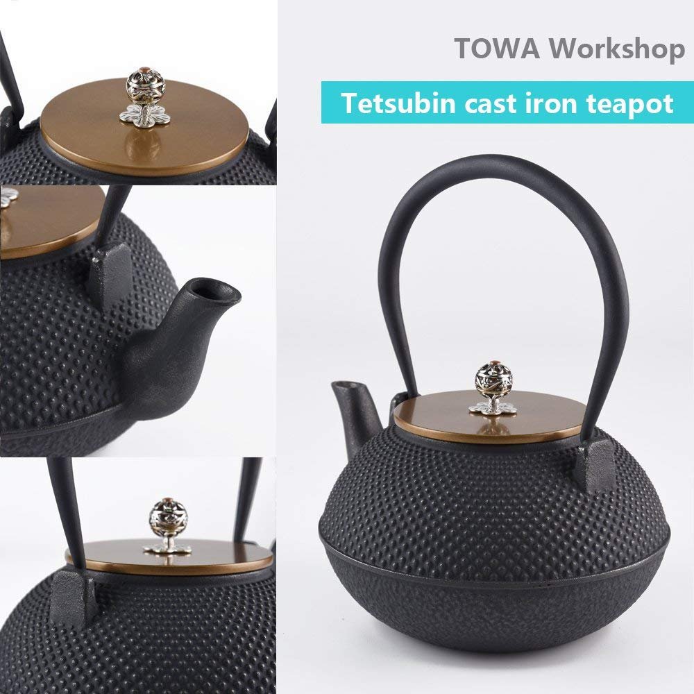 TOWA Tetsubin Teapot Cast Iron Japanese Style Hobnail 44OZ for