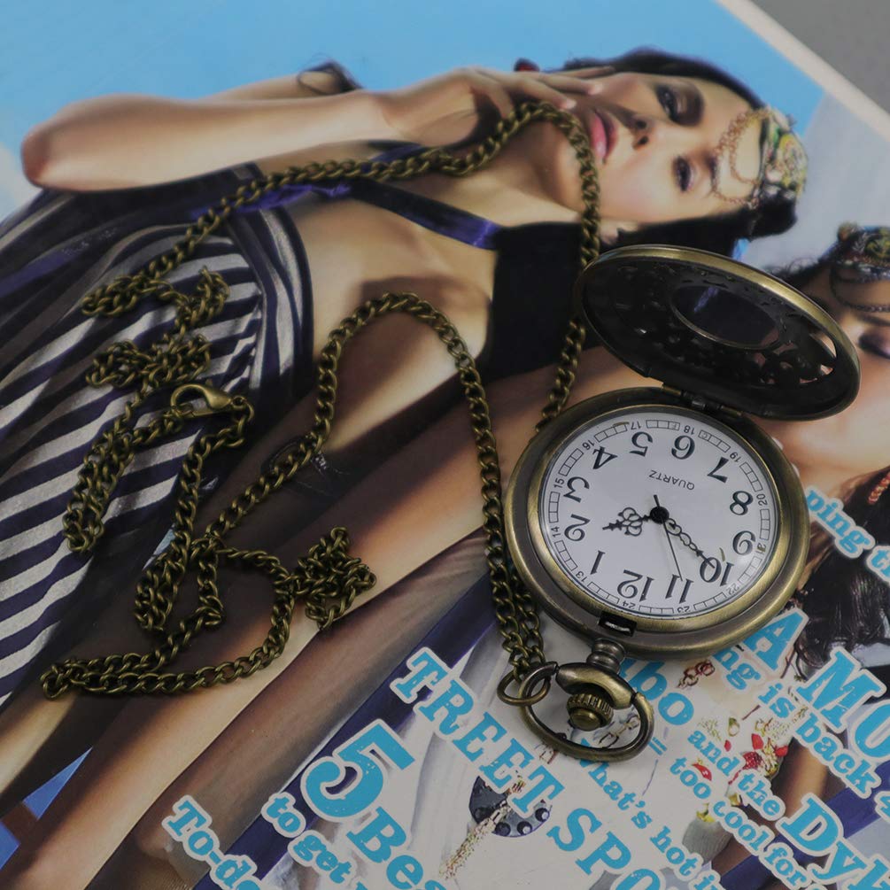 VIGOROSO Watches Alice Rabbit Flower Vintage Retro Steampunk Pocket Watch in Black Box